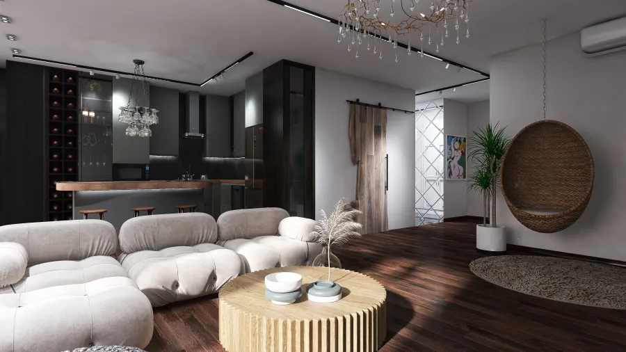 Гостиная-Кухня 3d design renderings