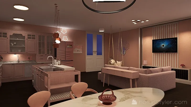 pink studio 3d design renderings