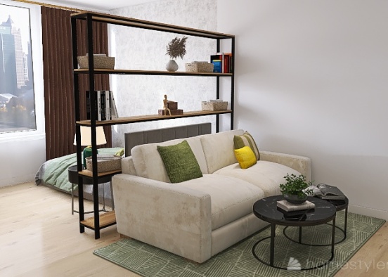 Bedroom-living room I Спальня-гостиная для Дмитрия Design Rendering