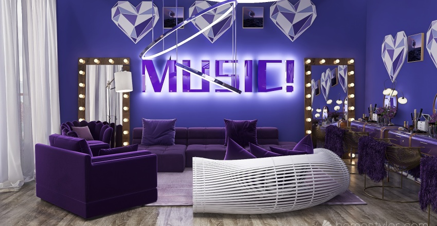 #VeryPeriContest-Peri Peri Purple Music Room 3d design renderings
