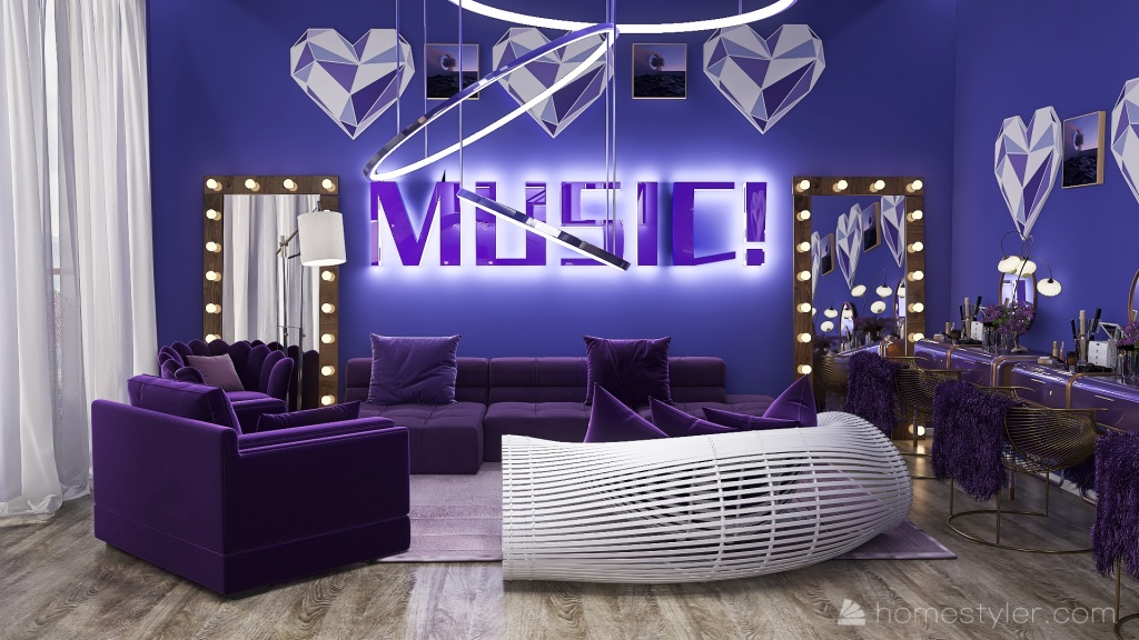 #VeryPeriContest-Peri Peri Purple Music Room 3d design renderings