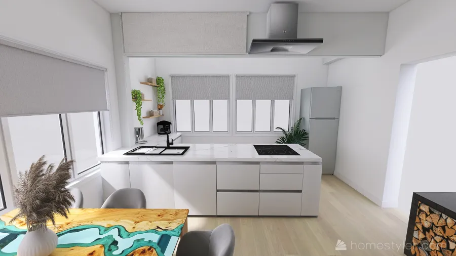 Kitchen-living room I Кухня-гостиная для Султаны 3d design renderings