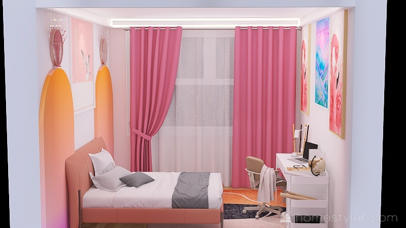 Modern Pink Bedroom 3d design picture 13.95
