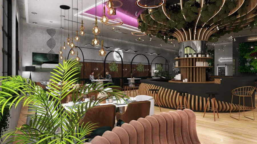 Cafe-Restaurant 3d design renderings