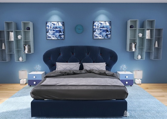Cozy Blue Bedroom Design Rendering