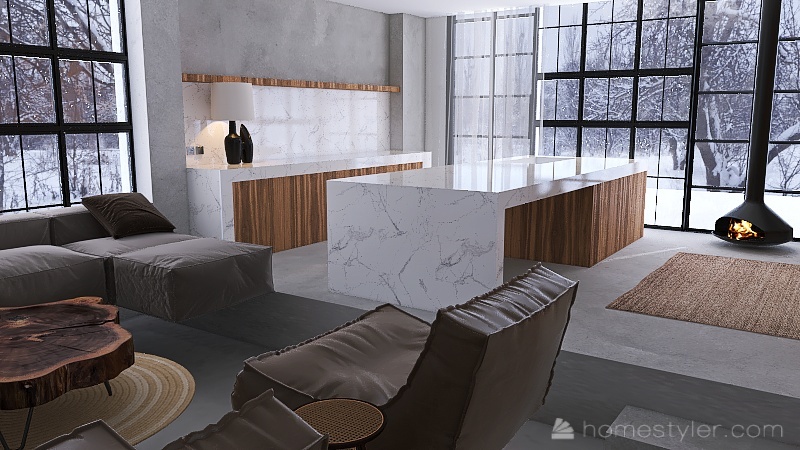 industrial style - wabi sabi/japandi modern home 3d design renderings