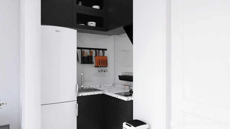 BW Studio Apartment 3d design renderings