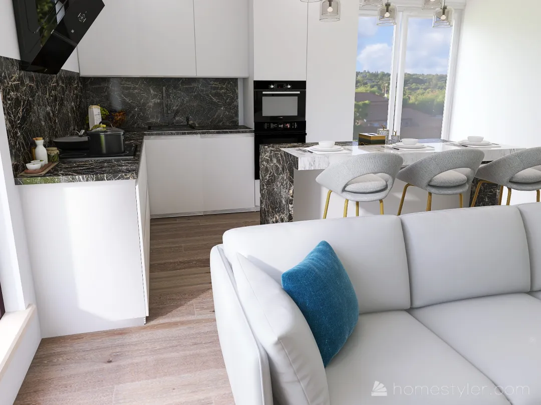 open white kitchen 3d design renderings