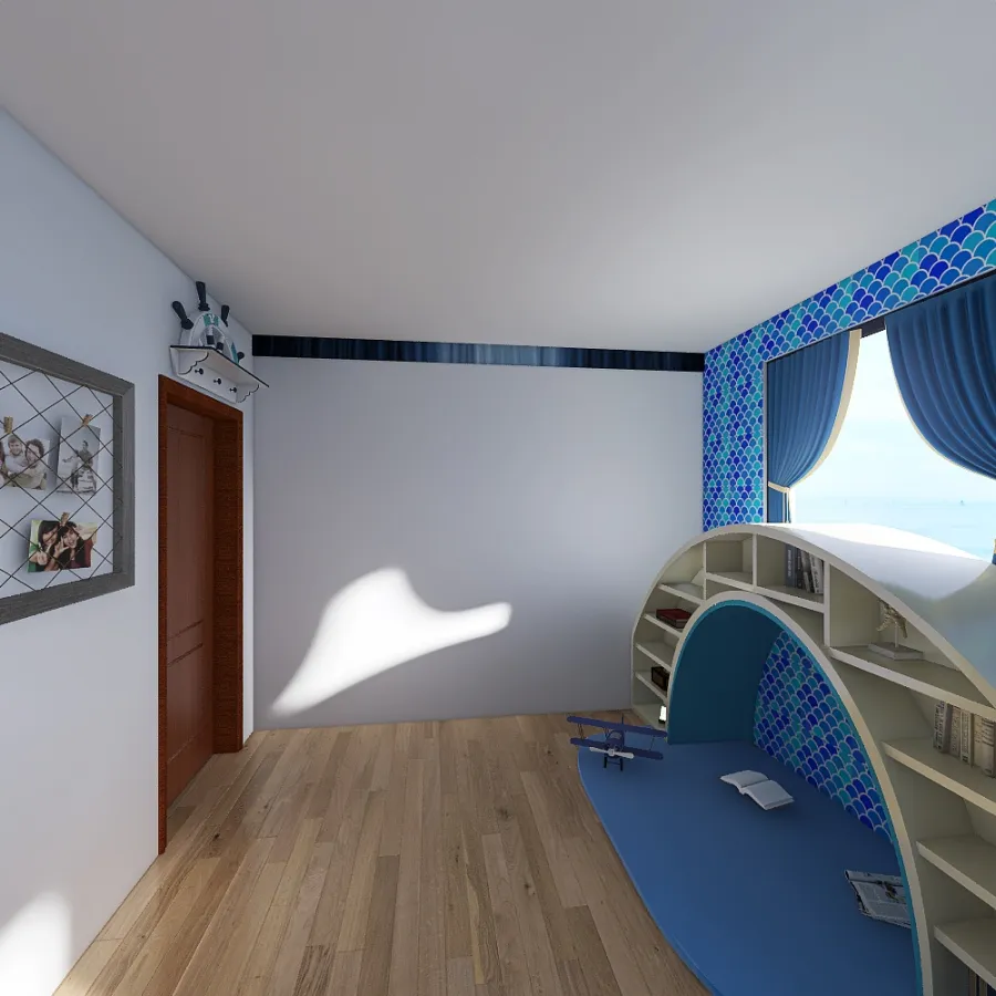 Nautical kids room 3d design renderings