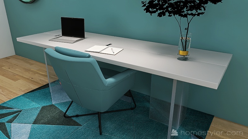 Elegant Turquoise Bedroom 3d design renderings