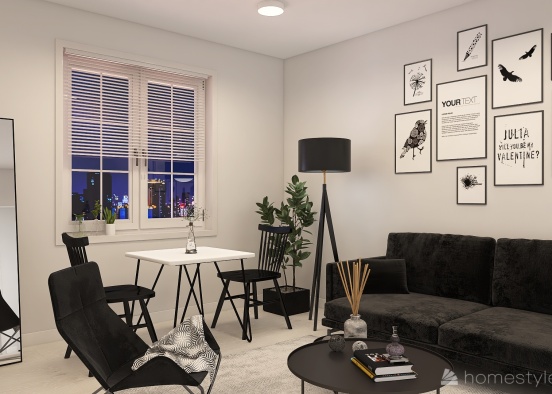 BW Studio Apartment Design Rendering