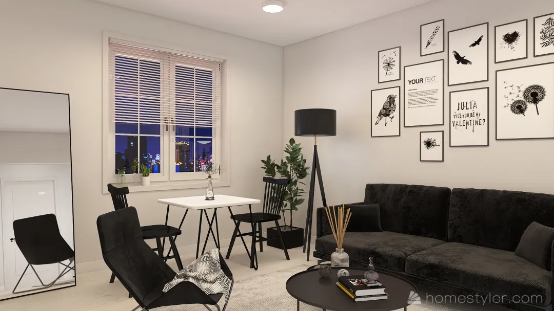 BW Studio Apartment 3d design renderings