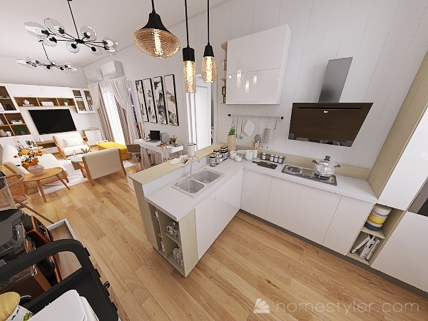 Apartment 1 bhk 3d design renderings
