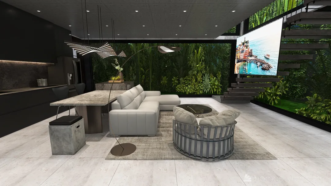 Urban Modern Minimalist Energy-Efficient Concrete & Glass Tiny House 3d design renderings