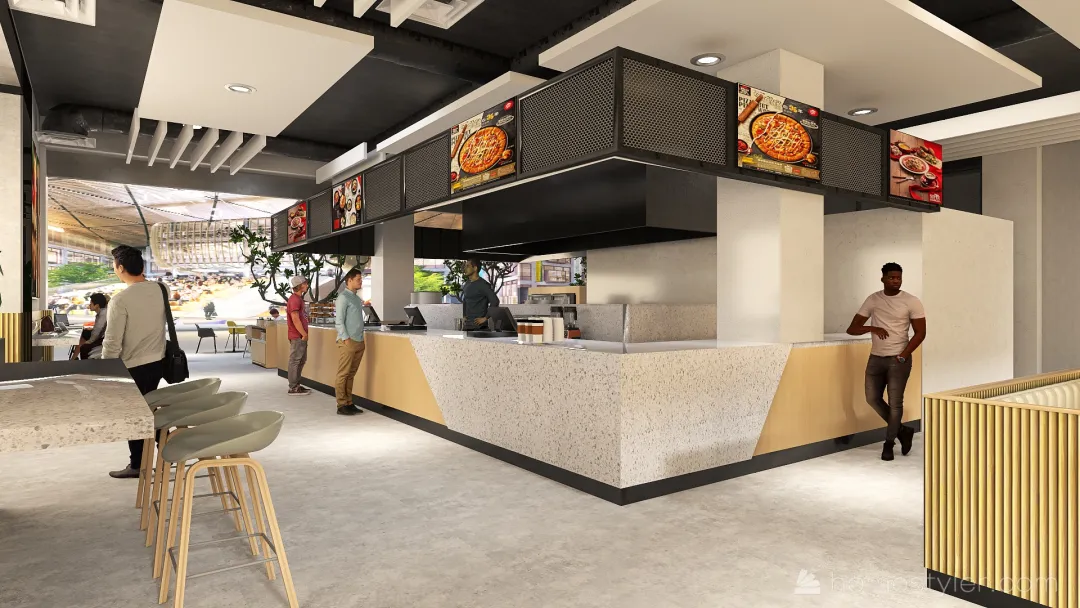 UNIVERSITY CAFE 3d design renderings