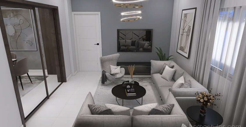 Living Room with dining (El Sebaay Villa) 3d design renderings