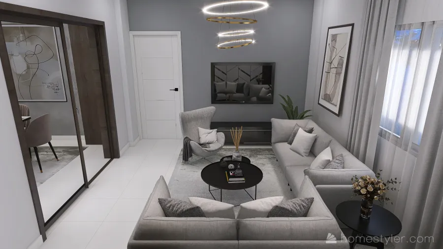 Living Room with dining (El Sebaay Villa) 3d design renderings