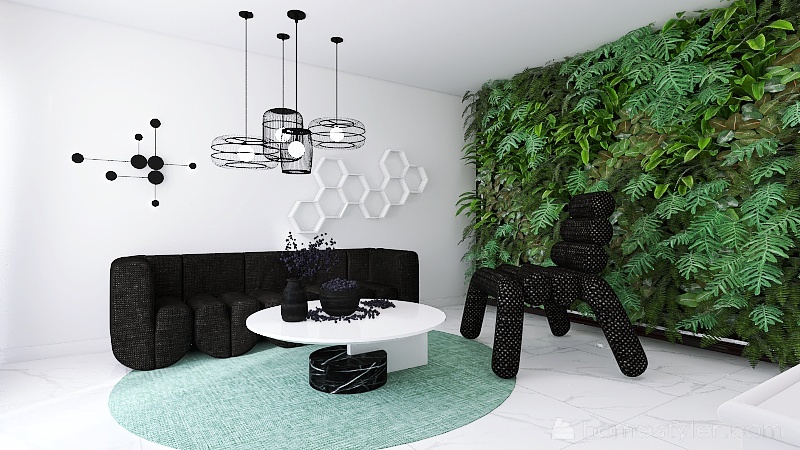 Green in Black 3d design renderings