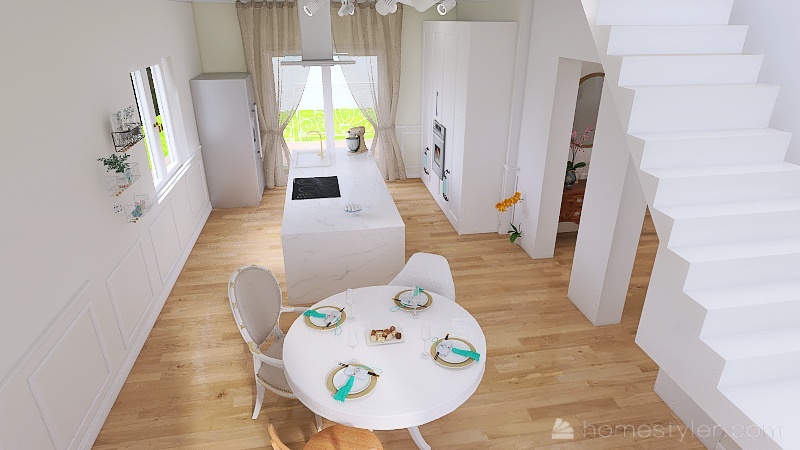 no cerchia scambio cucina con tetto 3d design renderings