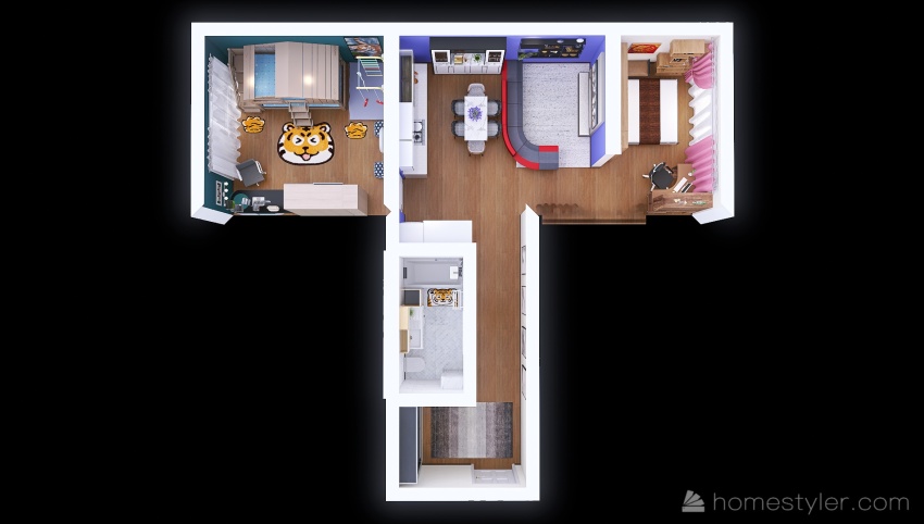 #T-ShapedContest -The apartment for a family 3d design picture 73.16