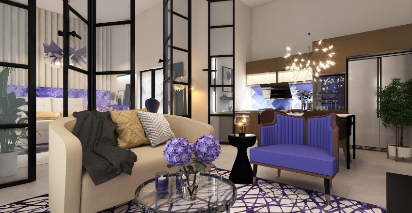 Living,Dining,Kitchen Bedroom 3d design renderings