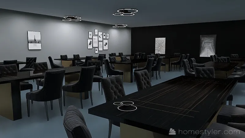 Fancy Black Resturant 3d design renderings