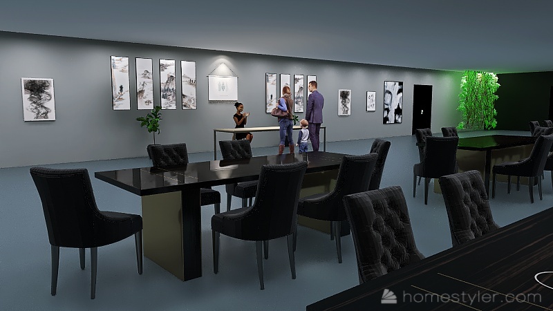 Fancy Black Resturant 3d design renderings