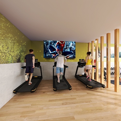 Cute Green Aesthetic Gym 3d design renderings