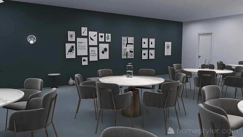 Fancy Grey Restaurant 3d design renderings