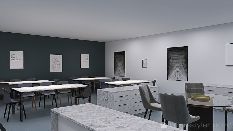 Fancy Grey Restaurant 3d design renderings