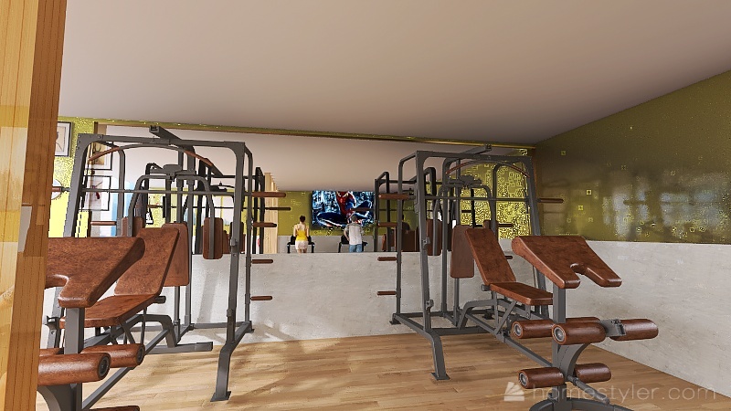 Cute Green Aesthetic Gym 3d design renderings
