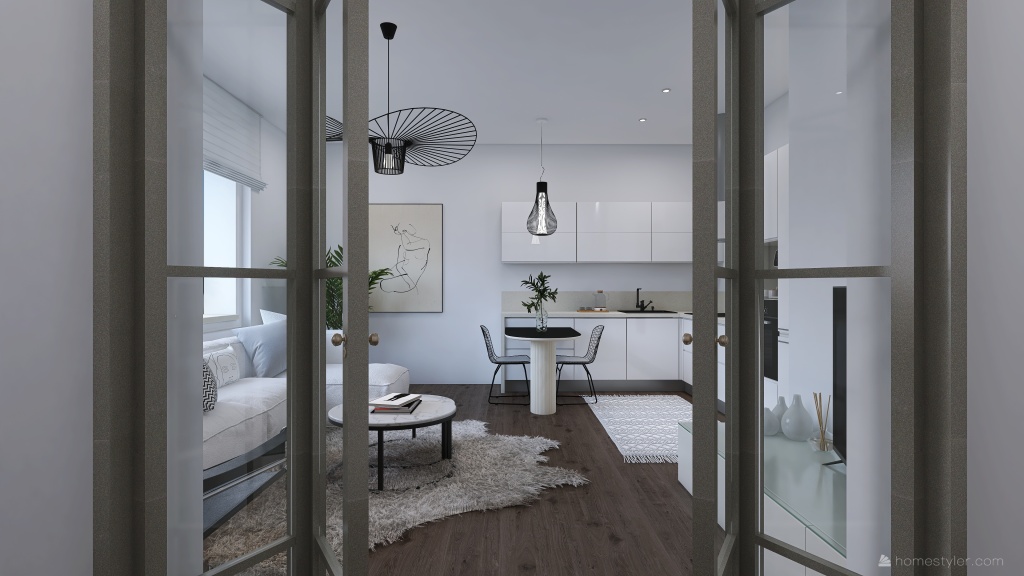 Modern Neutral White | Small Apartment 3d design renderings