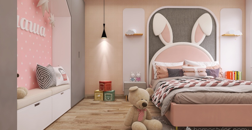 kid bedroom 3d design renderings