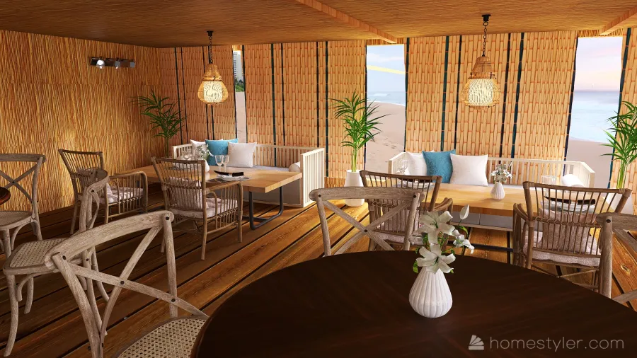 #HSDA2021Commercial OceanBlue Restaurant 3d design renderings