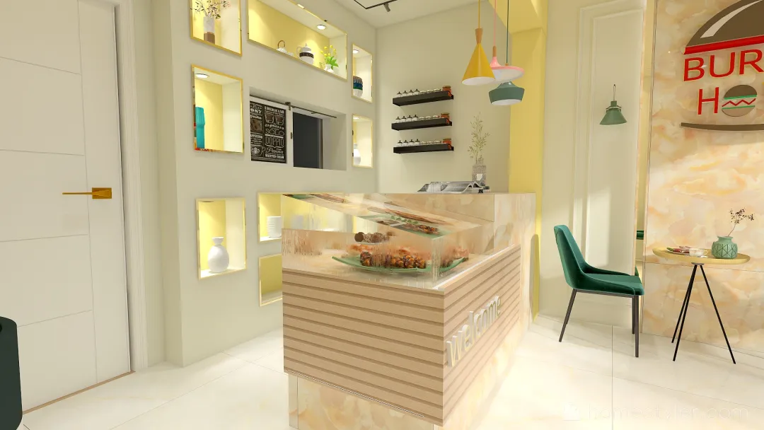 burger shop 3d design renderings