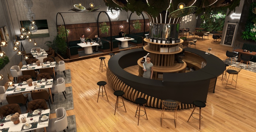 Cafe-Restaurant 3d design renderings