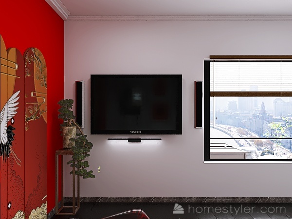 Современная Азия- гостинная 3d design renderings