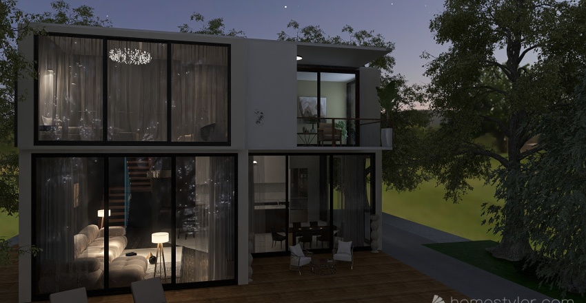 Modern White Cottage 3d design renderings