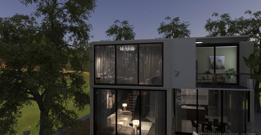Modern White Cottage 3d design renderings