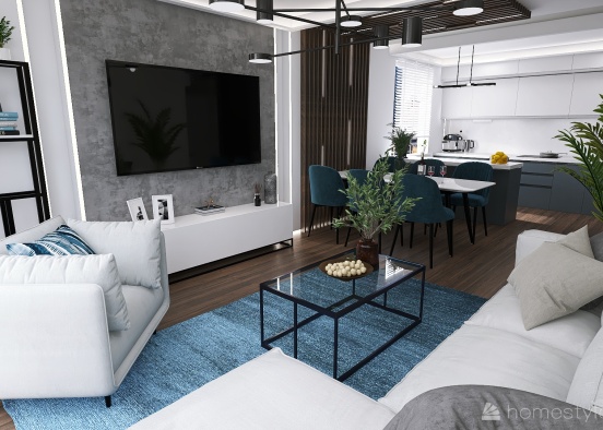 living room with kitchenette Design Rendering