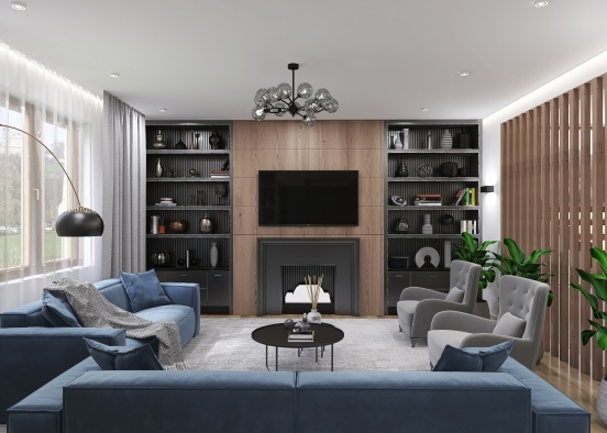private house with a beautiful living room Design Rendering