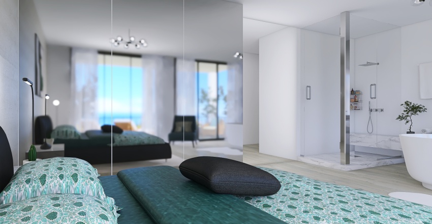 Marble and teal 3d design renderings