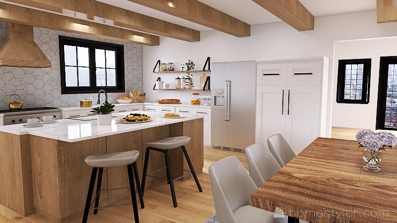 Livingroom and Kitchen 3d design renderings