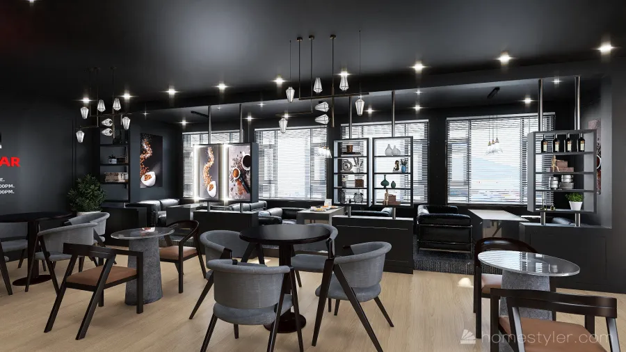 Modern Coffee Bar Black 3d design renderings