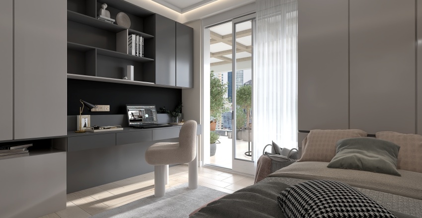 Modern Second Bedroom 3d design renderings