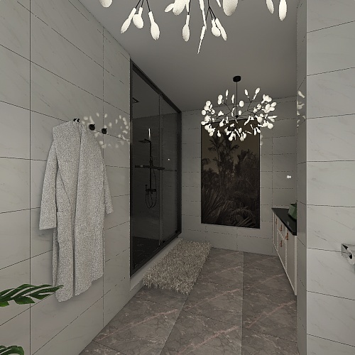 Modern white bathroom Design Rendering