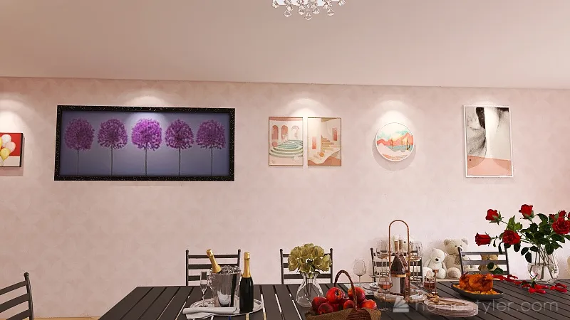 Valentine's Day Dining Room for Artsy Aesthetic and Chandavi Soth 3d design renderings
