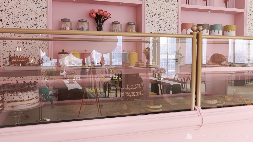 Contemporary #BakeryContest PINK CAKE SHOP Red 3d design renderings