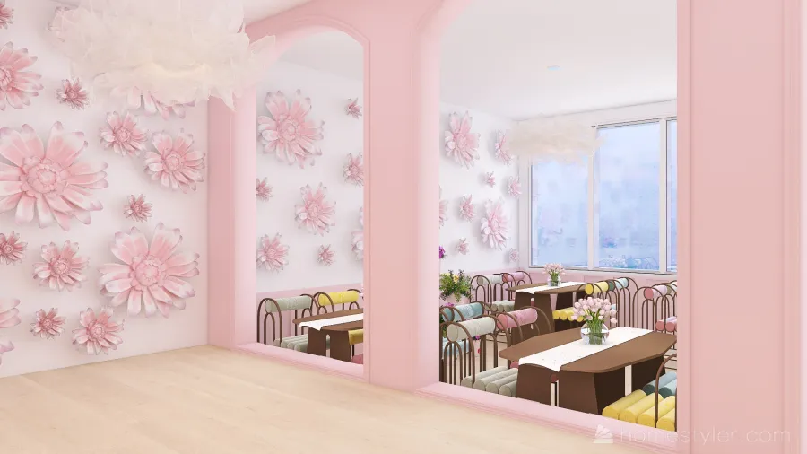 Contemporary #BakeryContest PINK CAKE SHOP Red 3d design renderings