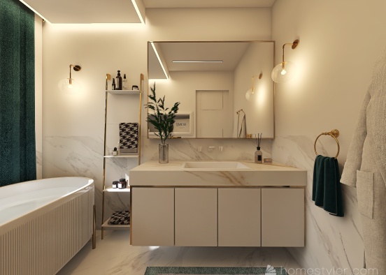 L Bathroom  Design Rendering